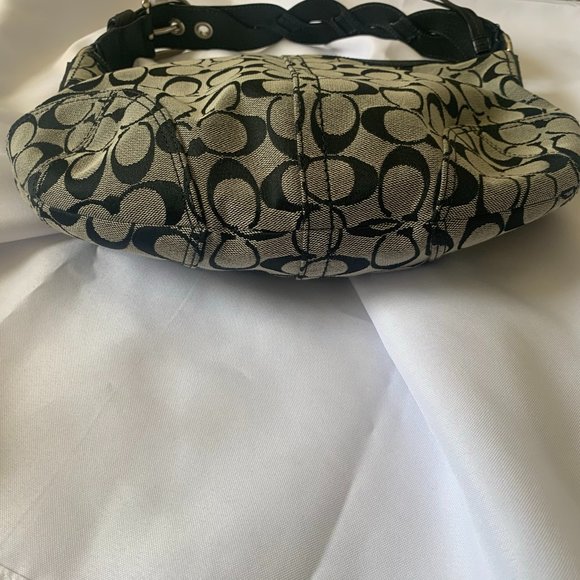 Coach black hobo handbag - canvas, leather, braid - Picture 3 of 6